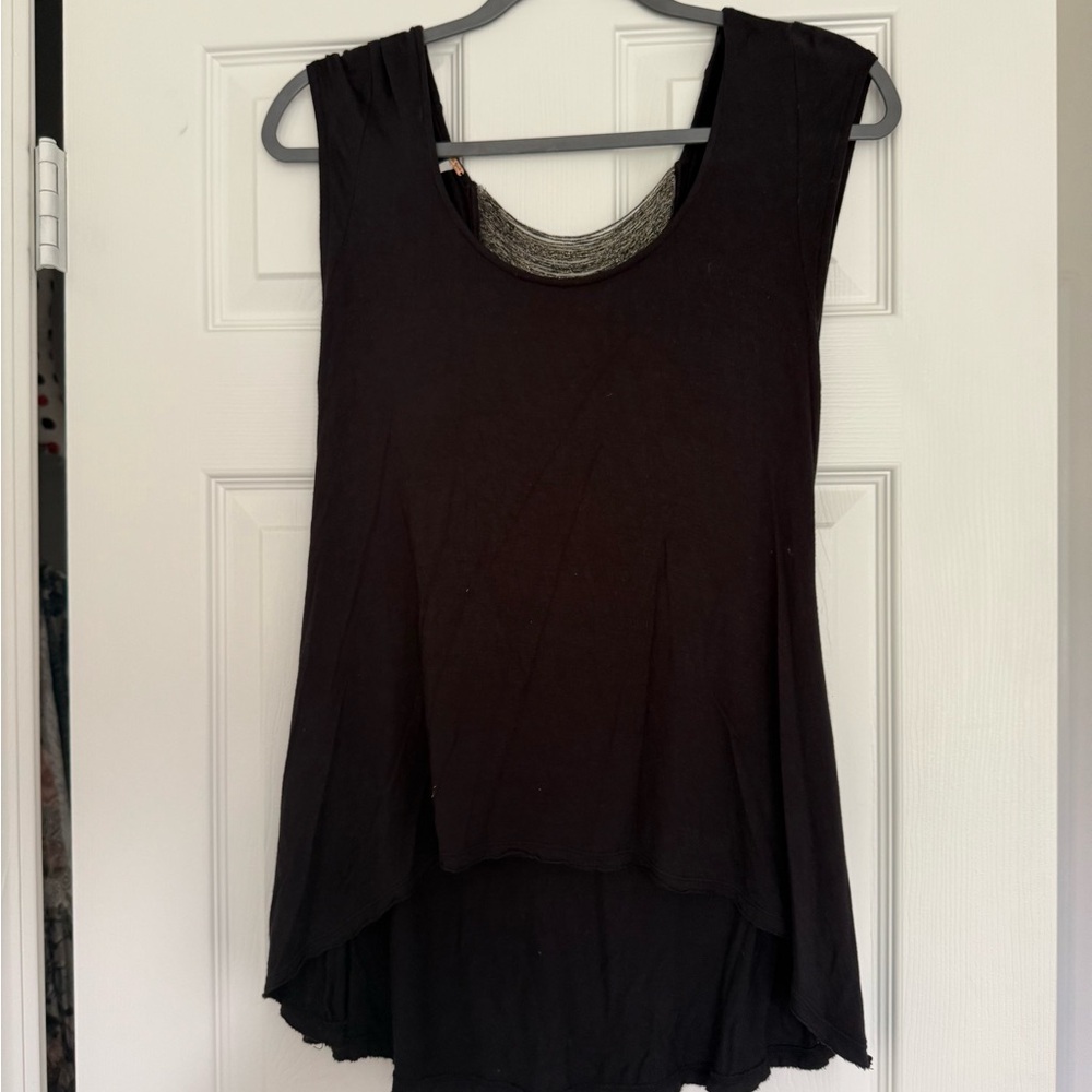Free people black Top with gold back detail